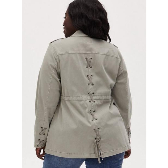 New w/Tags Torrid Twill Lace-Up Back Anorak - Picture 3 of 8